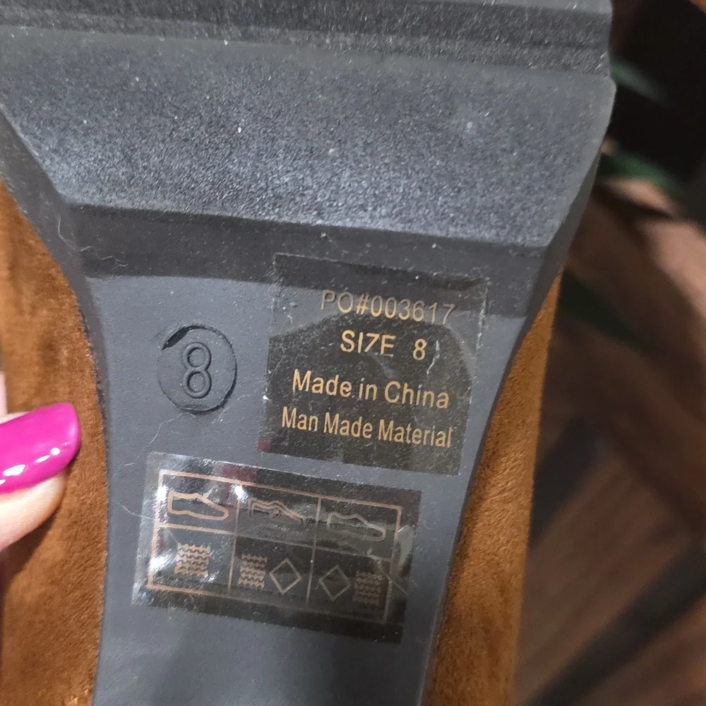 🌞🌞Chelsea Brown Faux Suede Heel Ankle Boots Womens 8 - Picture 7 of 8